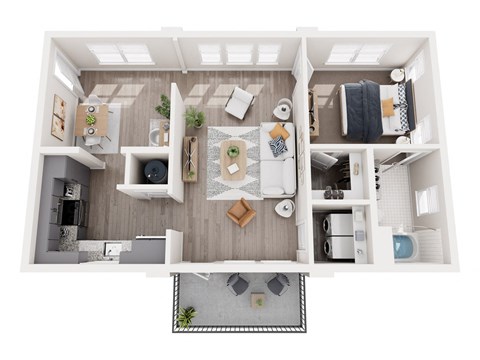 Floor plan for 1 bed, 1 bath, 814 sqft